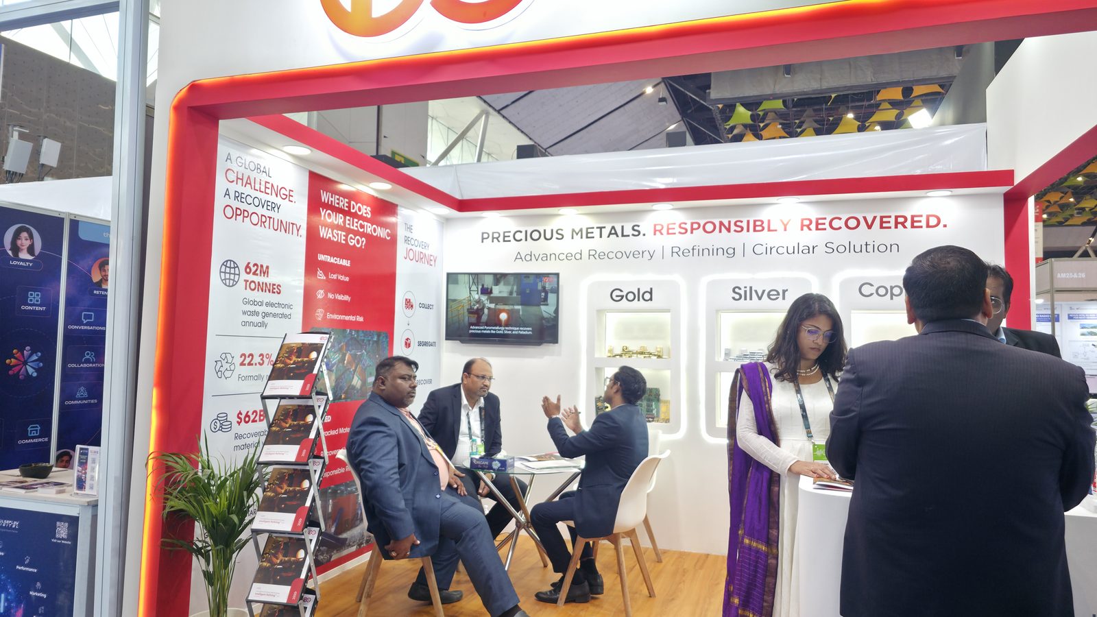 Visitors at the recovery stall during India Mobile Congress.