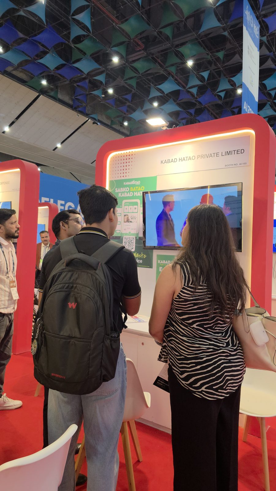 Visitors at the Kabad Hatao booth on day 2.