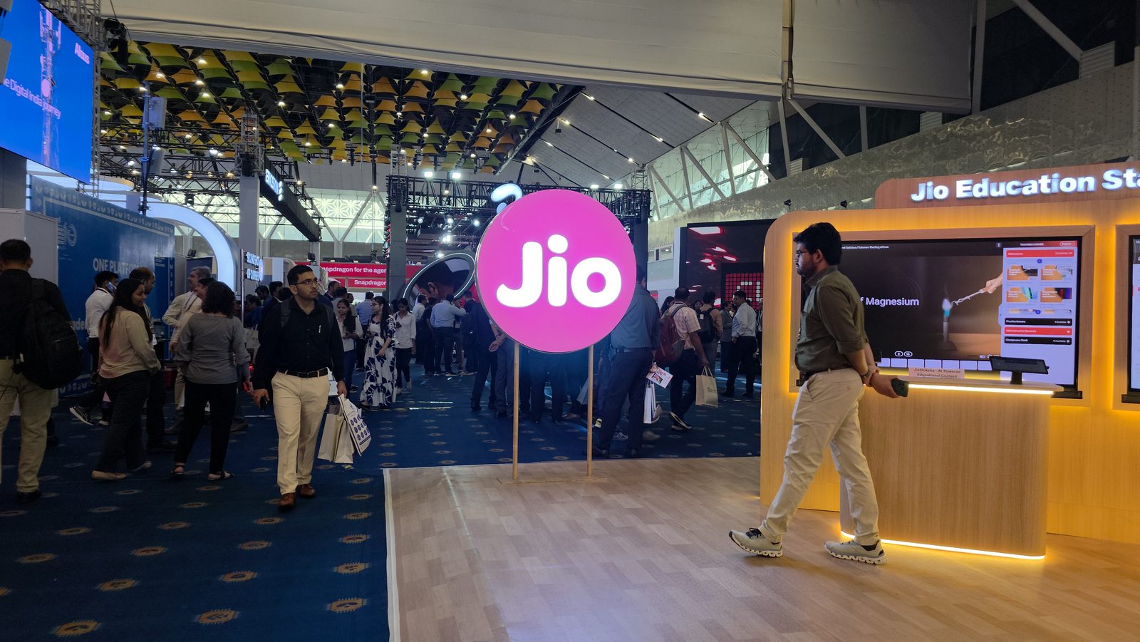 The show floor at India Mobile Congress on 9 October.