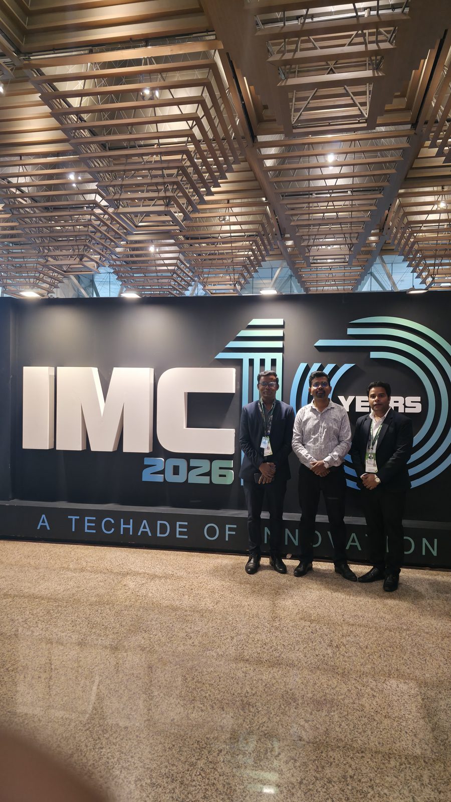 A photo beside the decade mark at India Mobile Congress.